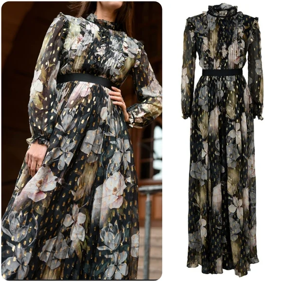 SOLD LIKE NEW TED BAKER HTF SILK BLEND HUNNIE MAXI DRESS - Picture 5 of 9